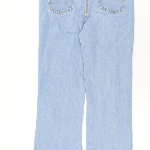SheIn Girls Blue Cotton Straight Jeans Size 10-11 Years Regular Zip - Distressed
