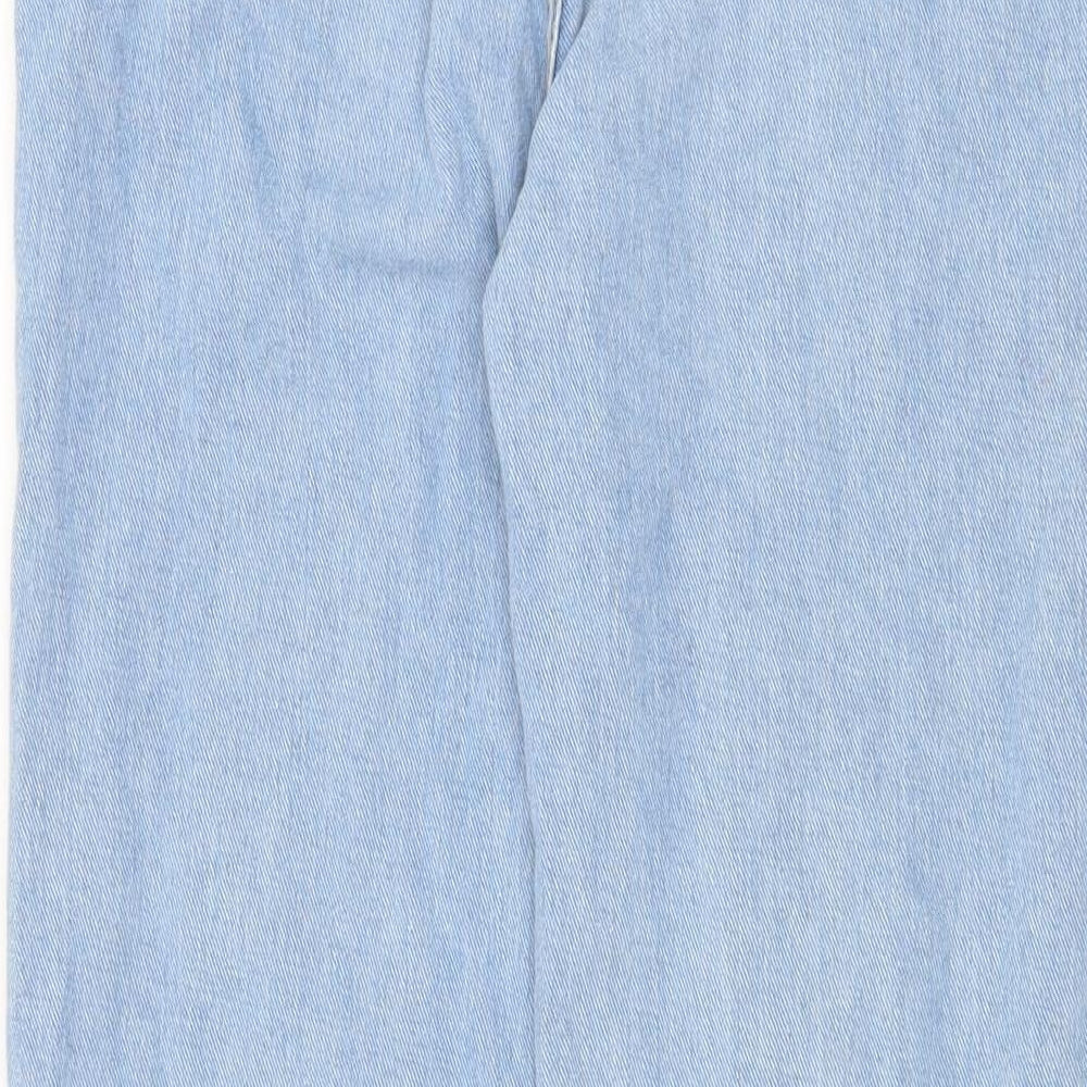 SheIn Girls Blue Cotton Straight Jeans Size 10-11 Years Regular Zip - Distressed