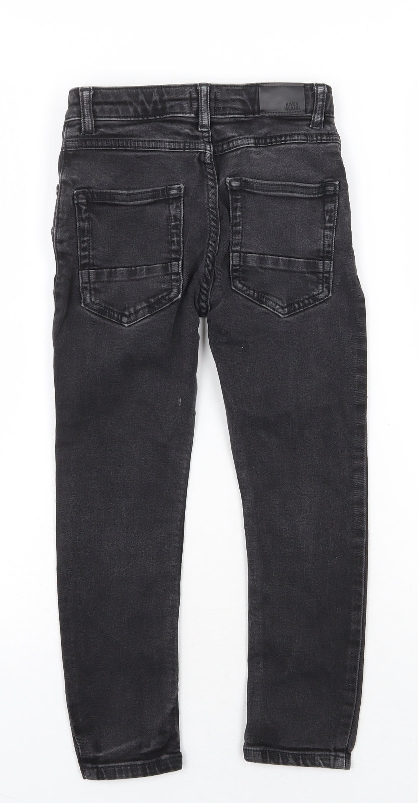 River Island Girls Grey Cotton Straight Jeans Size 7 Years Regular Zip