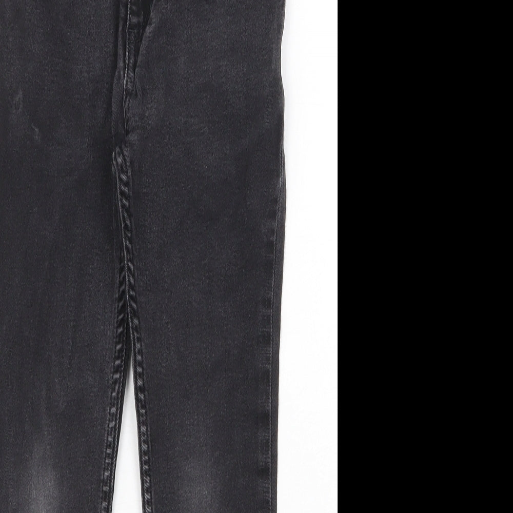 River Island Girls Grey Cotton Straight Jeans Size 7 Years Regular Zip