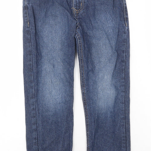 George Boys Blue Cotton Straight Jeans Size 6-7 Years Regular Zip