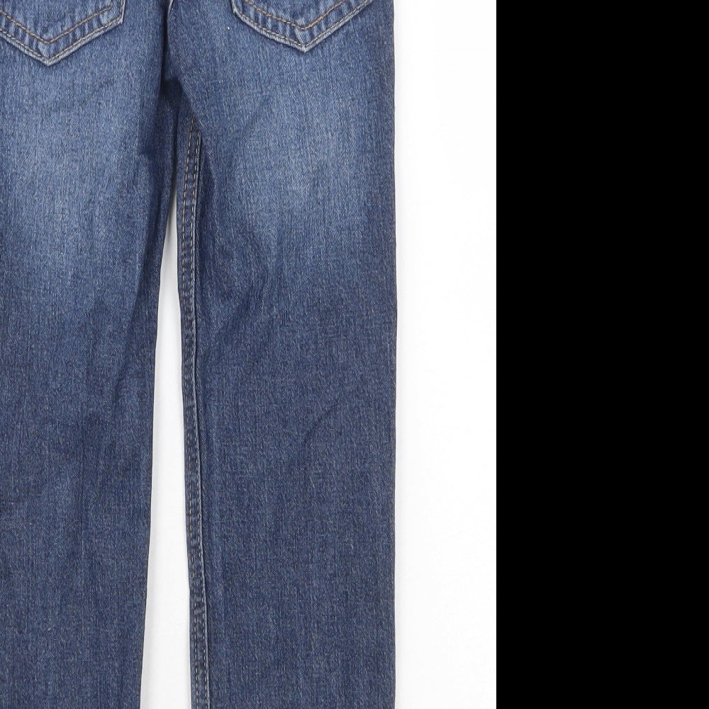 George Boys Blue Cotton Straight Jeans Size 6-7 Years Regular Zip