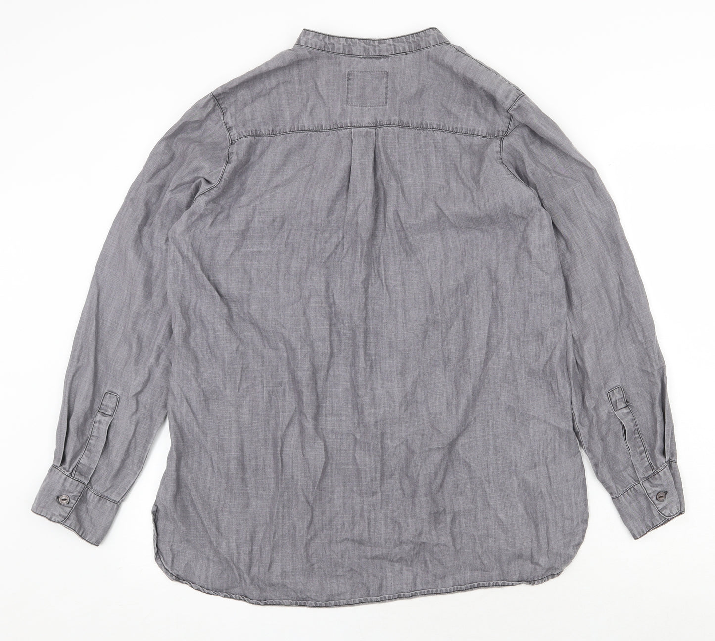 Denim & Co. Womens Grey Lyocell Basic Blouse Size 14 V-Neck