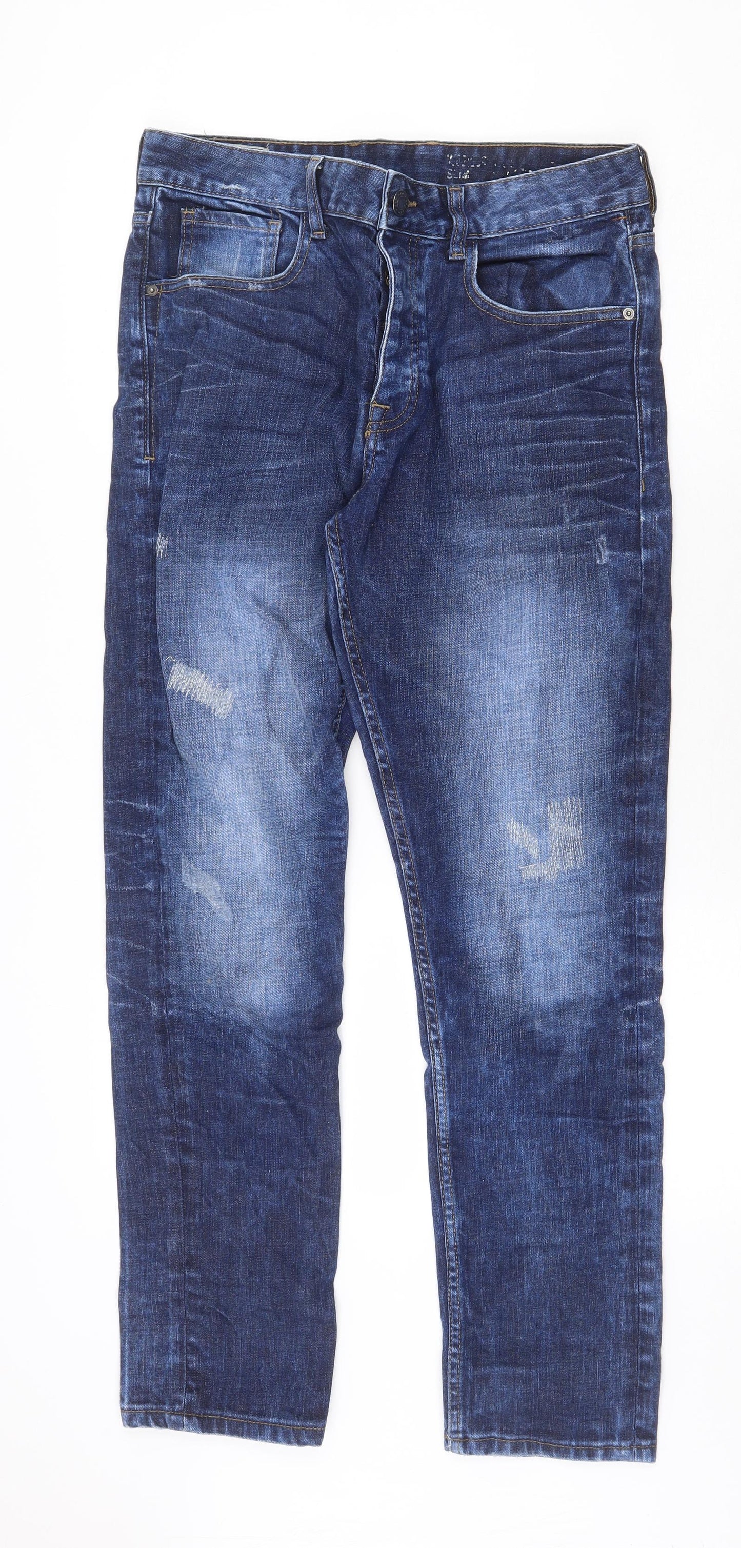 Union Wares Mens Blue Cotton Straight Jeans Size 32 in Regular Zip