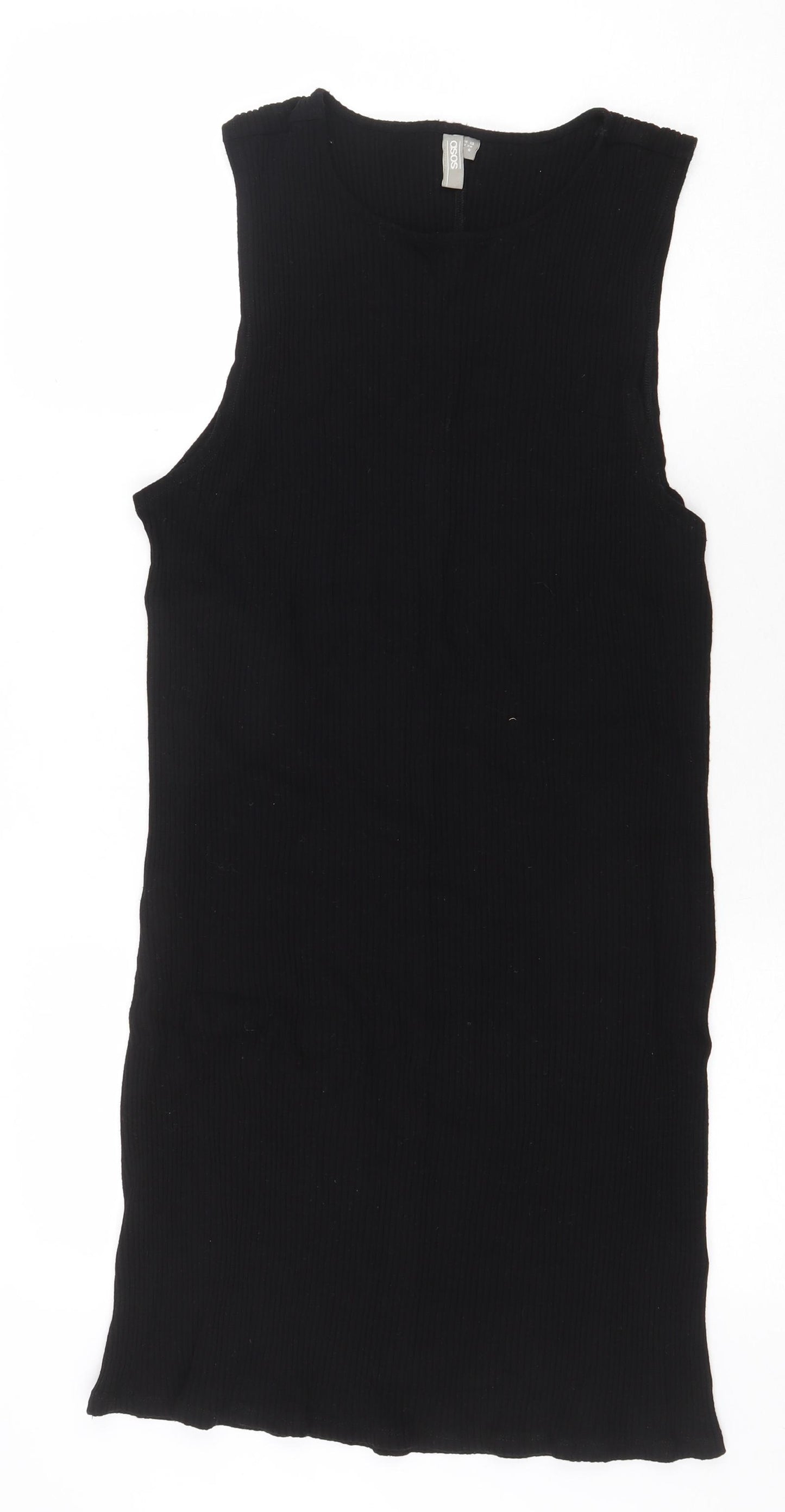 ASOS Womens Black Viscose A-Line Size 10 Round Neck Pullover