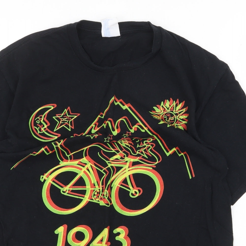 Port & Company Mens Black Cotton T-Shirt Size M Round Neck - 1943 Bicycle