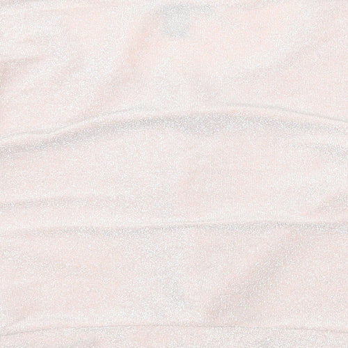 New London Womens Pink Nylon Basic Blouse Size 14 Square Neck - Twist Detail
