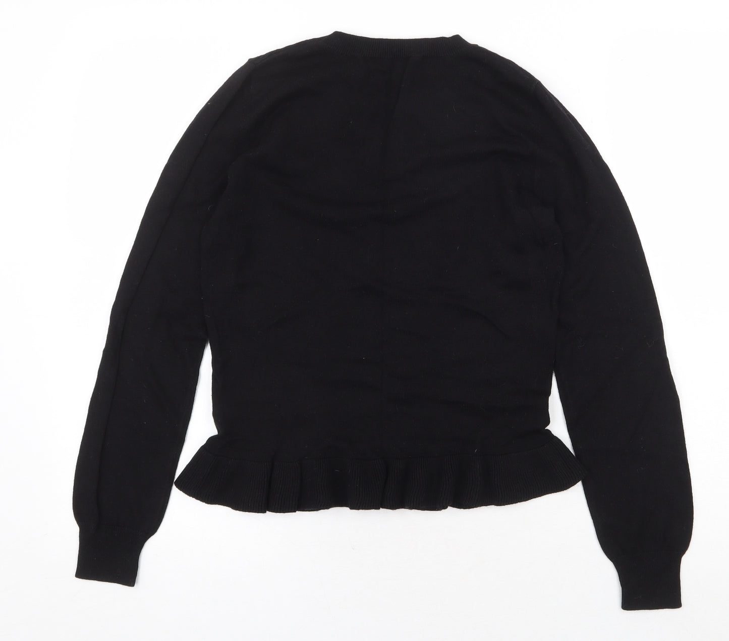 Oasis Womens Black Round Neck Cotton Pullover Jumper Size S