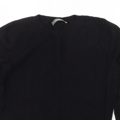 Oasis Womens Black Round Neck Cotton Pullover Jumper Size S