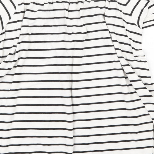 F&F Womens White Striped Viscose Basic Blouse Size 12 Off the Shoulder