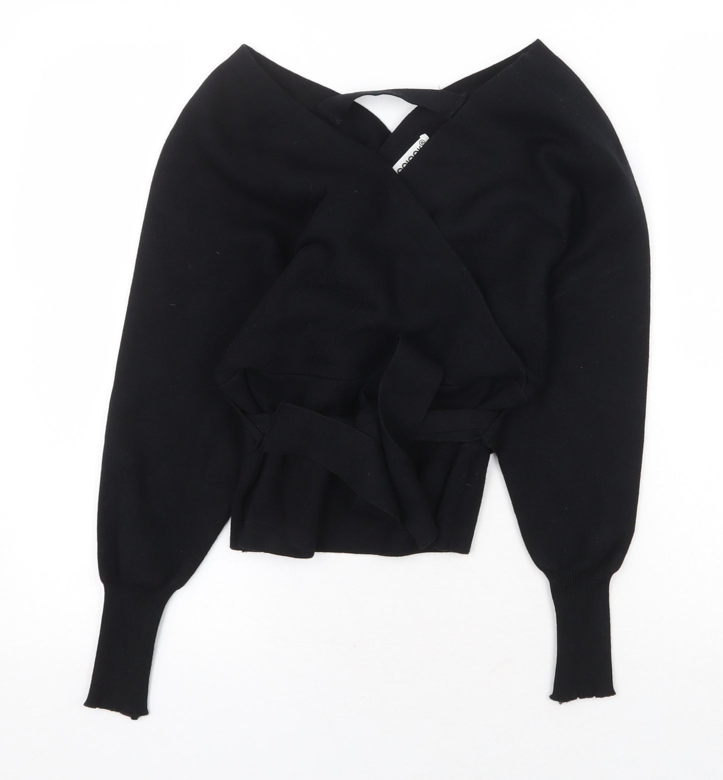 Kooiook Womens Black V-Neck Viscose Pullover Jumper Size S