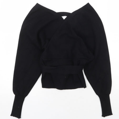 Kooiook Womens Black V-Neck Viscose Pullover Jumper Size S