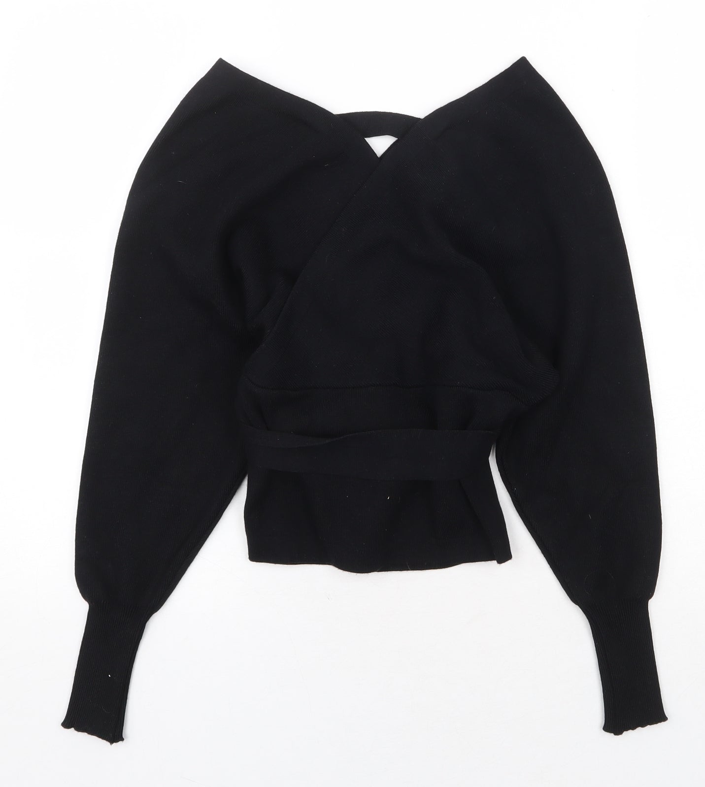 Kooiook Womens Black V-Neck Viscose Pullover Jumper Size S