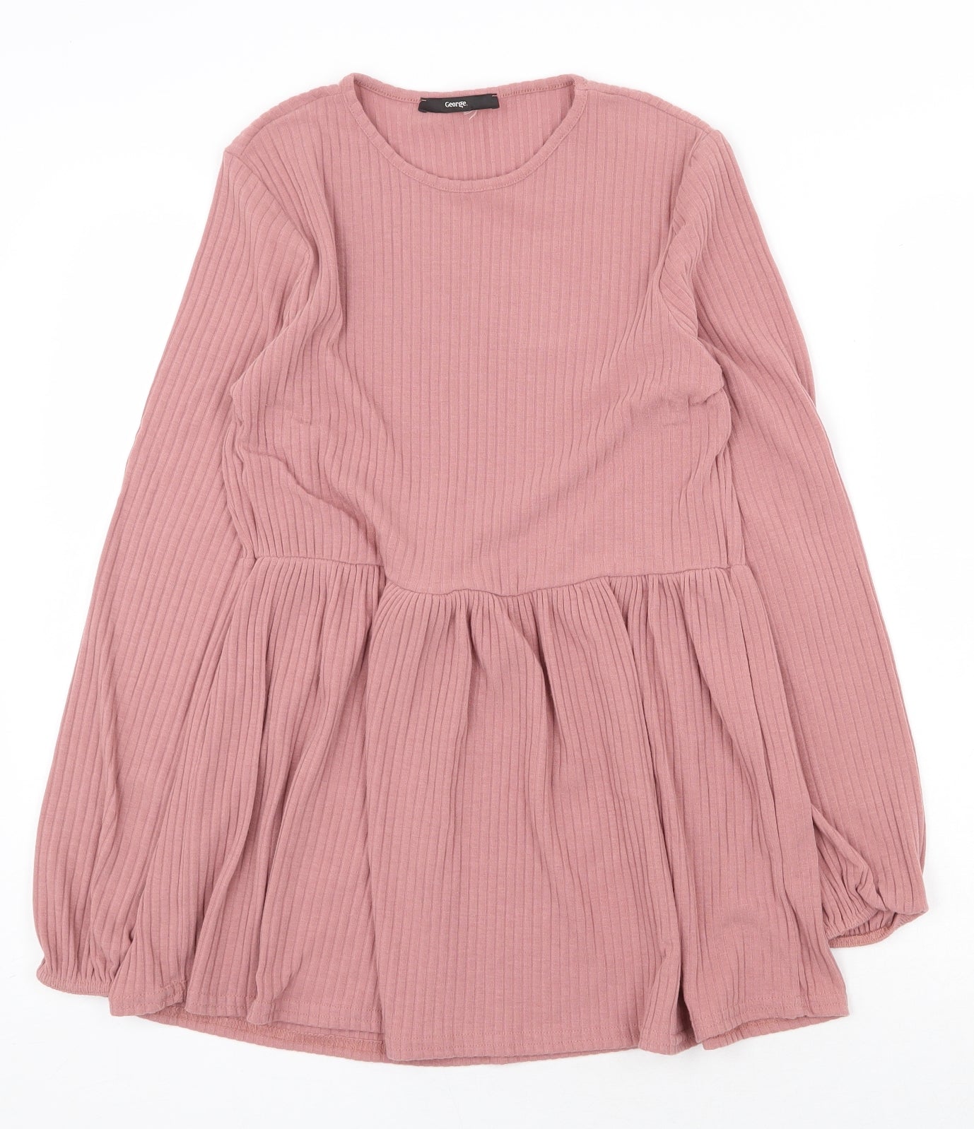 George Womens Pink Polyester Tunic T-Shirt Size 10 Round Neck