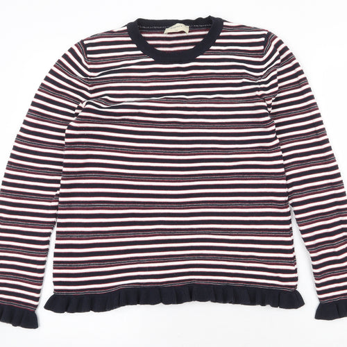 Papaya Womens Multicoloured Round Neck Striped Cotton Pullover Jumper Size 12