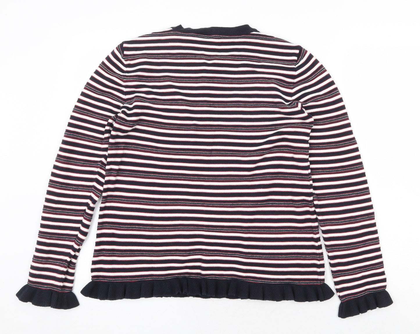 Papaya Womens Multicoloured Round Neck Striped Cotton Pullover Jumper Size 12