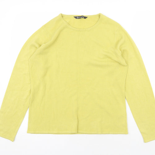 Bonmarché Womens Yellow Round Neck Acrylic Pullover Jumper Size 12
