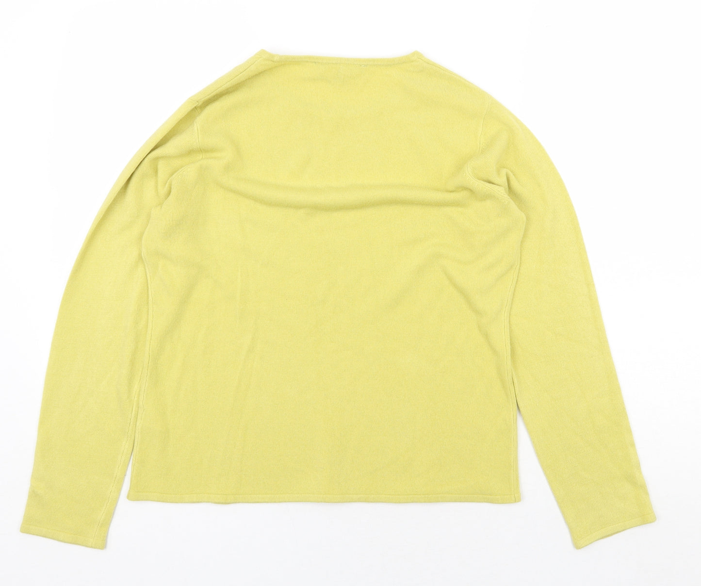 Bonmarché Womens Yellow Round Neck Acrylic Pullover Jumper Size 12