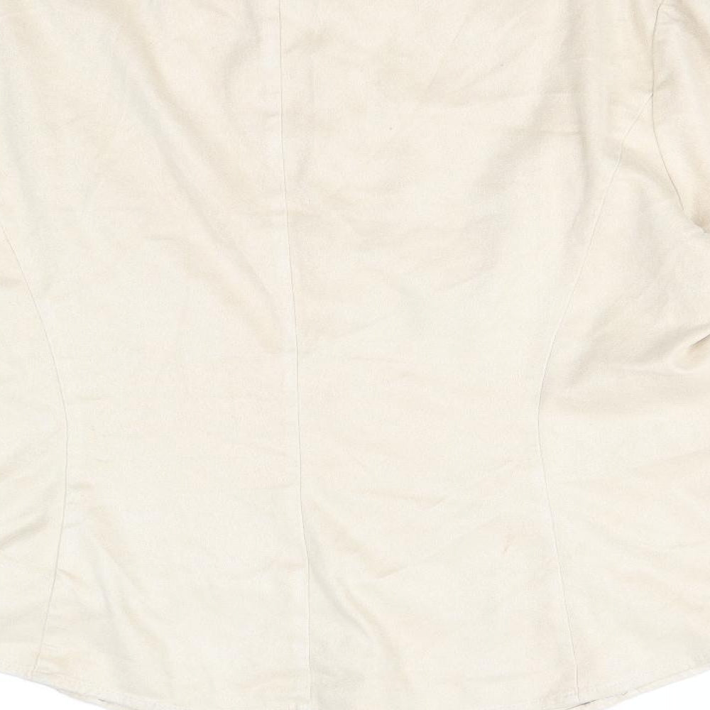 NEXT Womens Beige Polyester Basic Button-Up Size 16 V-Neck - Suede fabric
