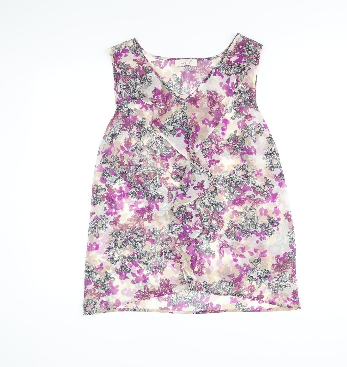 Per Una Womens Multicoloured Geometric Polyester Basic Tank Size 10 V-Neck