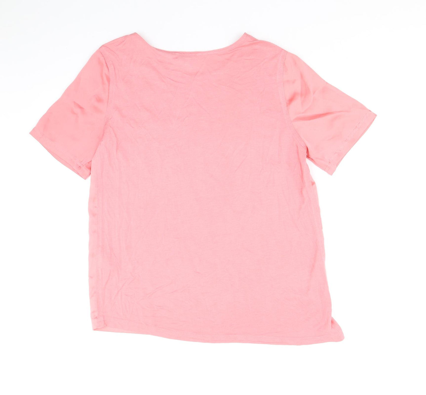 Warehouse Womens Pink Polyester Basic Blouse Size 10 Round Neck
