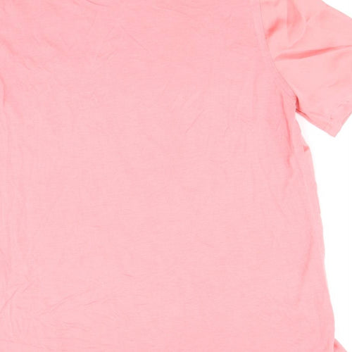 Warehouse Womens Pink Polyester Basic Blouse Size 10 Round Neck