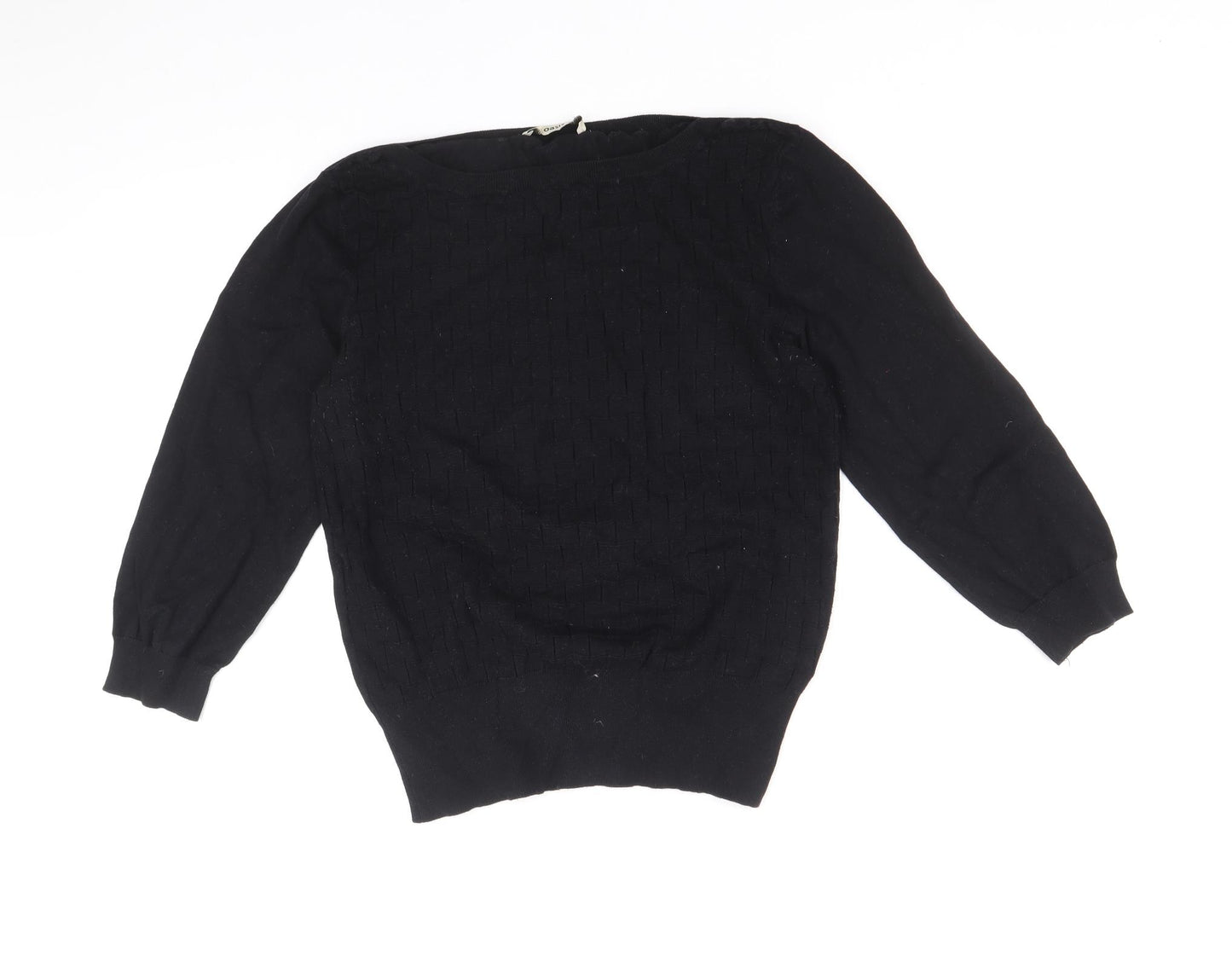 Oasis Womens Black Round Neck Cotton Pullover Jumper Size L