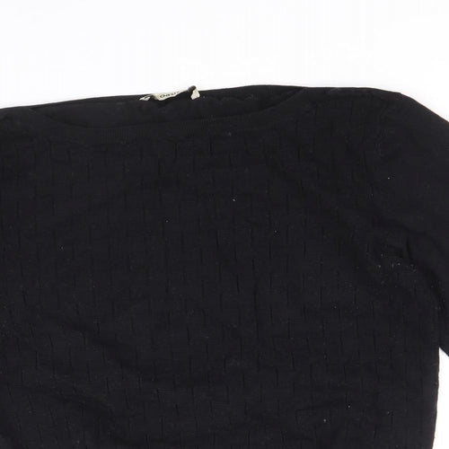Oasis Womens Black Round Neck Cotton Pullover Jumper Size L