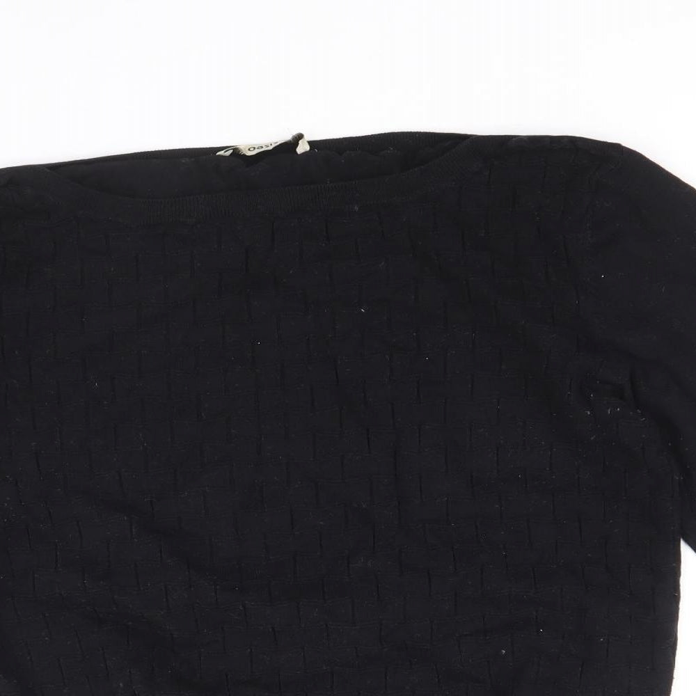 Oasis Womens Black Round Neck Cotton Pullover Jumper Size L
