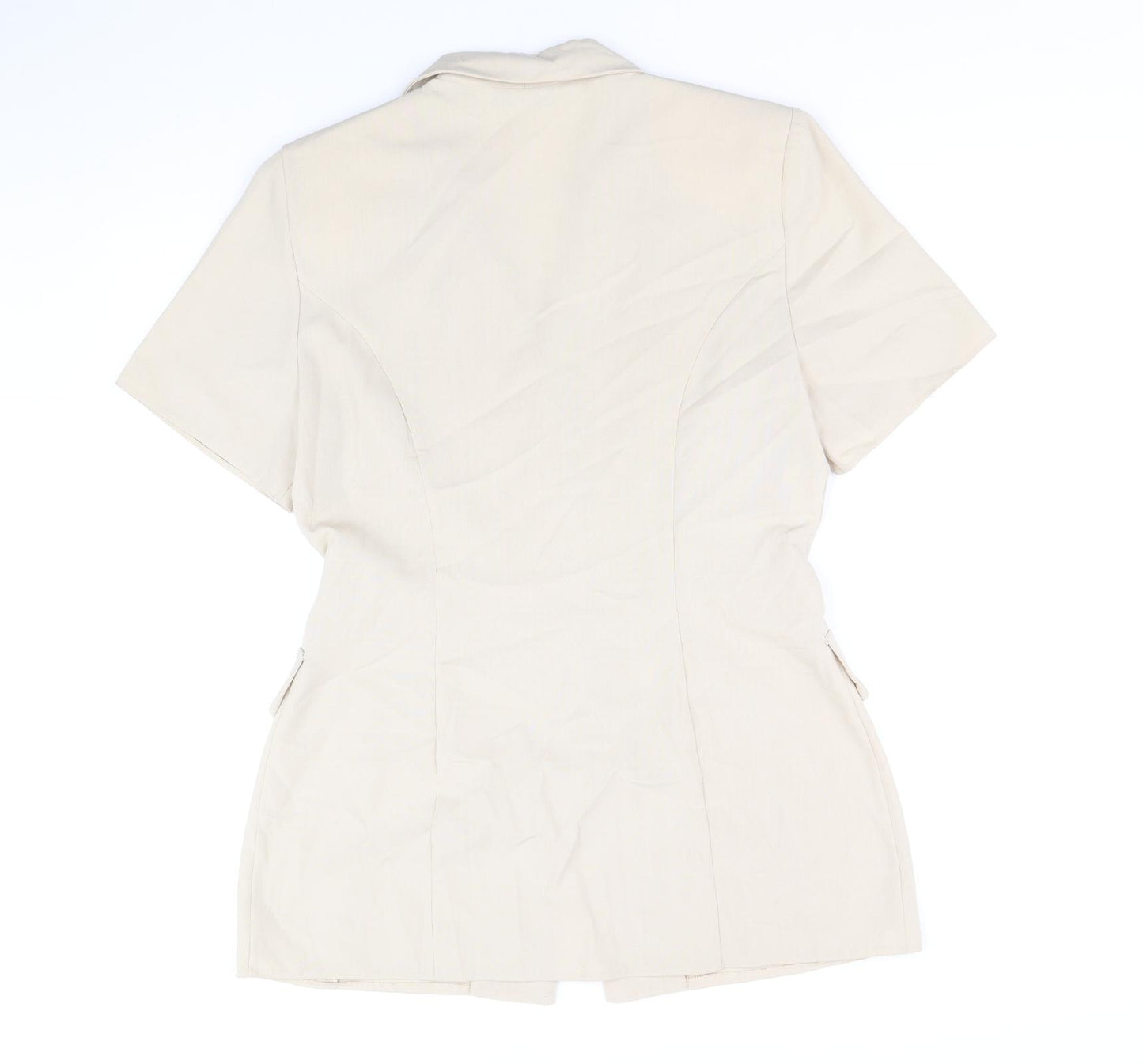 New Look Womens Beige Polyester Basic Button-Up Size 12 V-Neck
