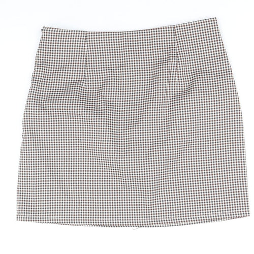 SheIn Womens Multicoloured Plaid Polyester Straight & Pencil Skirt Size S Zip