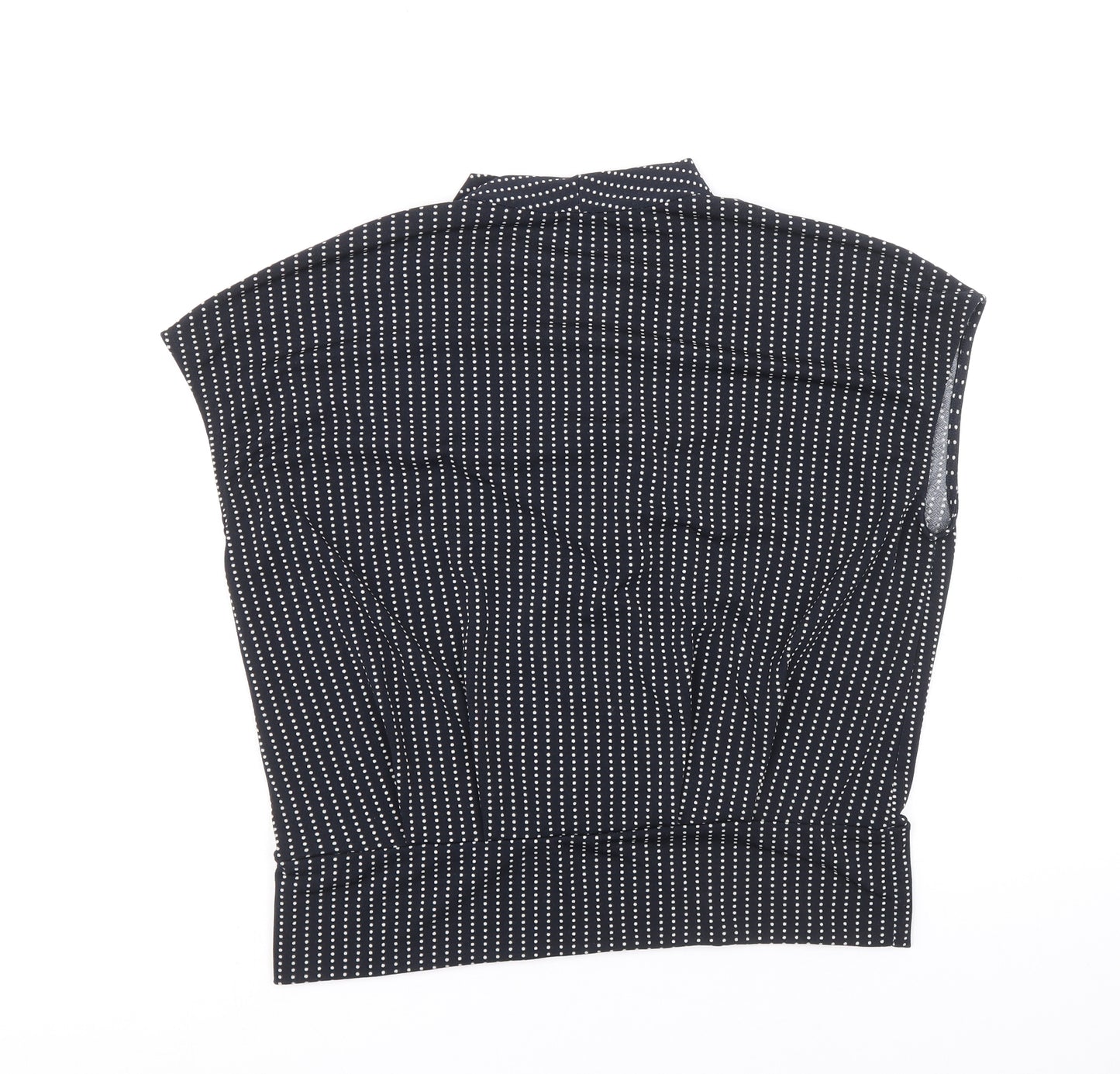 H&M Womens Blue Polka Dot Polyester Basic Blouse Size M V-Neck