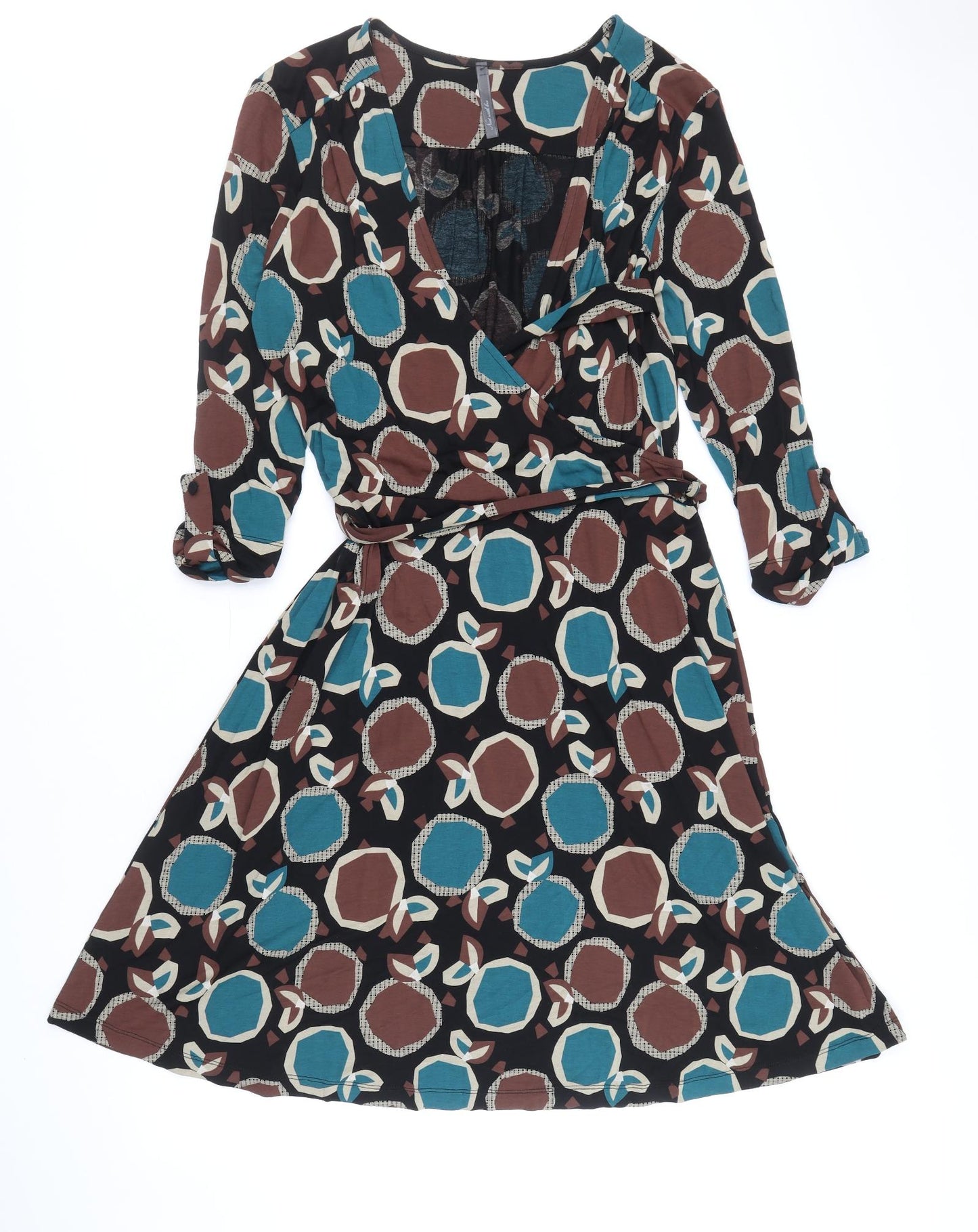 NEXT Womens Multicoloured Geometric Viscose Wrap Dress Size 18 V-Neck Pullover