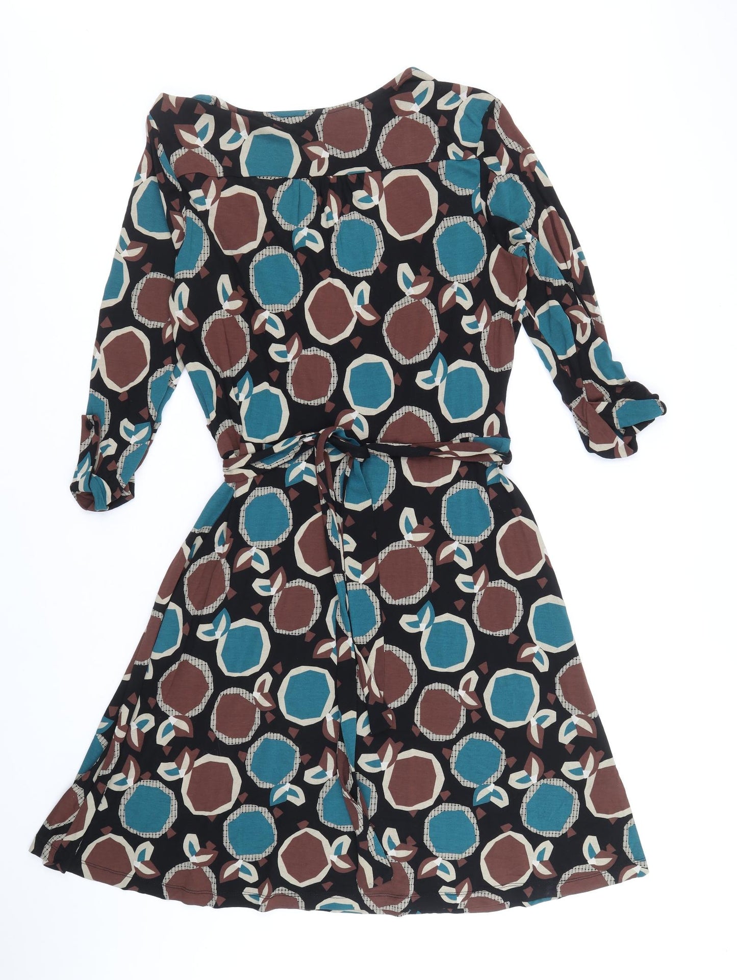 NEXT Womens Multicoloured Geometric Viscose Wrap Dress Size 18 V-Neck Pullover