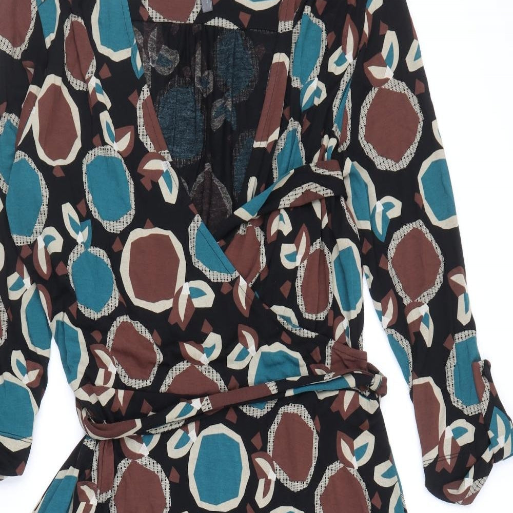 NEXT Womens Multicoloured Geometric Viscose Wrap Dress Size 18 V-Neck Pullover