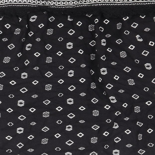 M&Co Womens Black Geometric Viscose Wrap Blouse Size 12 V-Neck