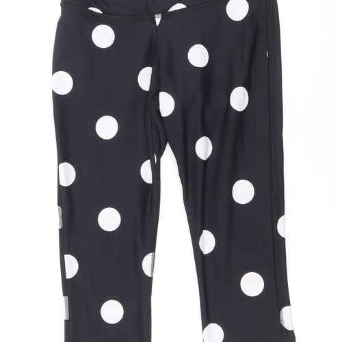 Reebok Womens Black Polka Dot Polyamide Compression Leggings Size S Regular Pullover