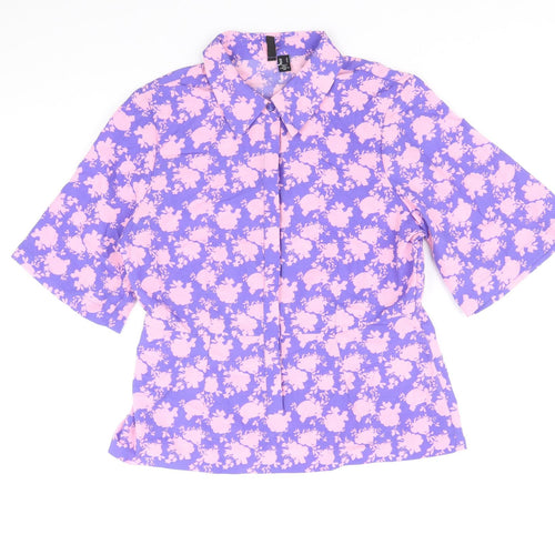 Vera Moda Womens Multicoloured Geometric Polyester Basic Button-Up Size S V-Neck