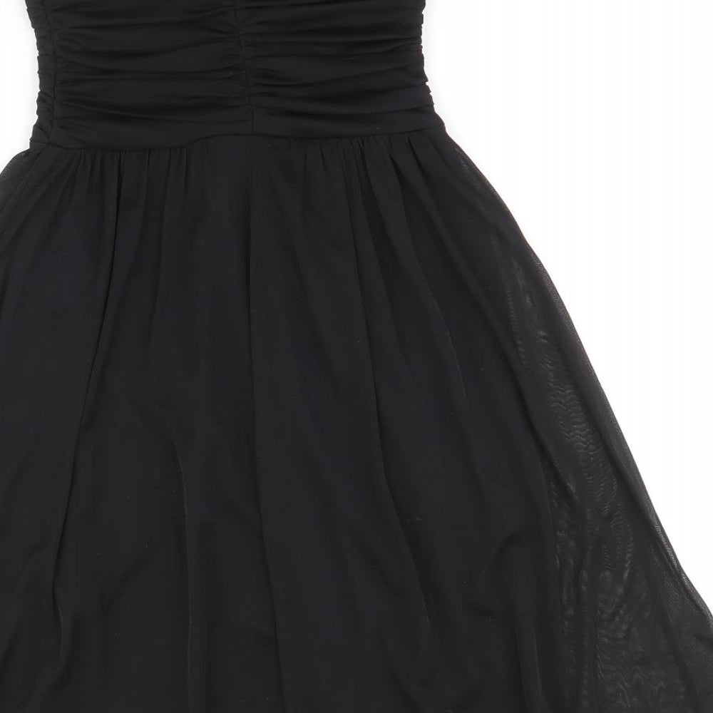 Topshop Womens Black Polyester Ball Gown Size 6 Off the Shoulder Pullover