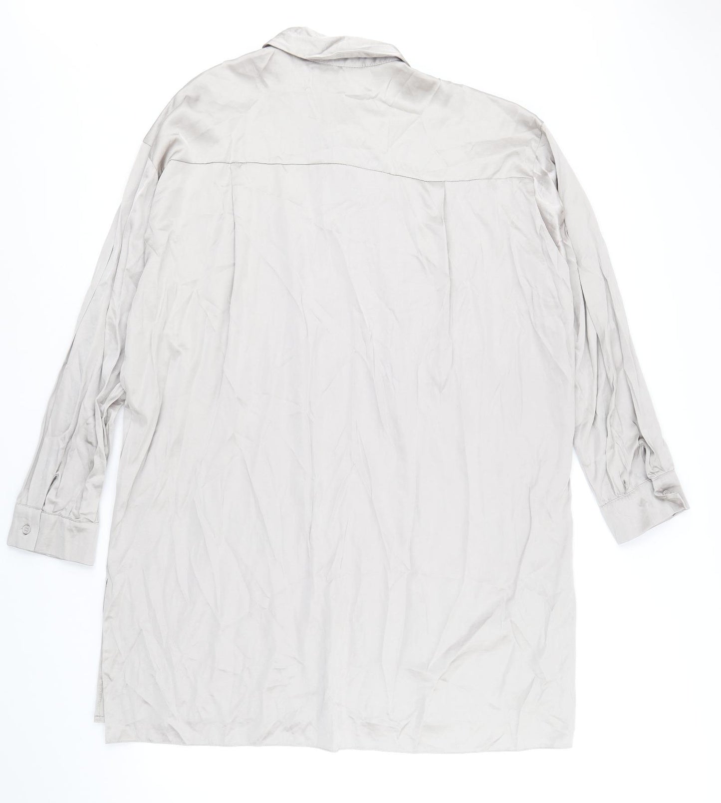 Primark Womens Silver Polyester Shirt Dress Size 20 Collared Button