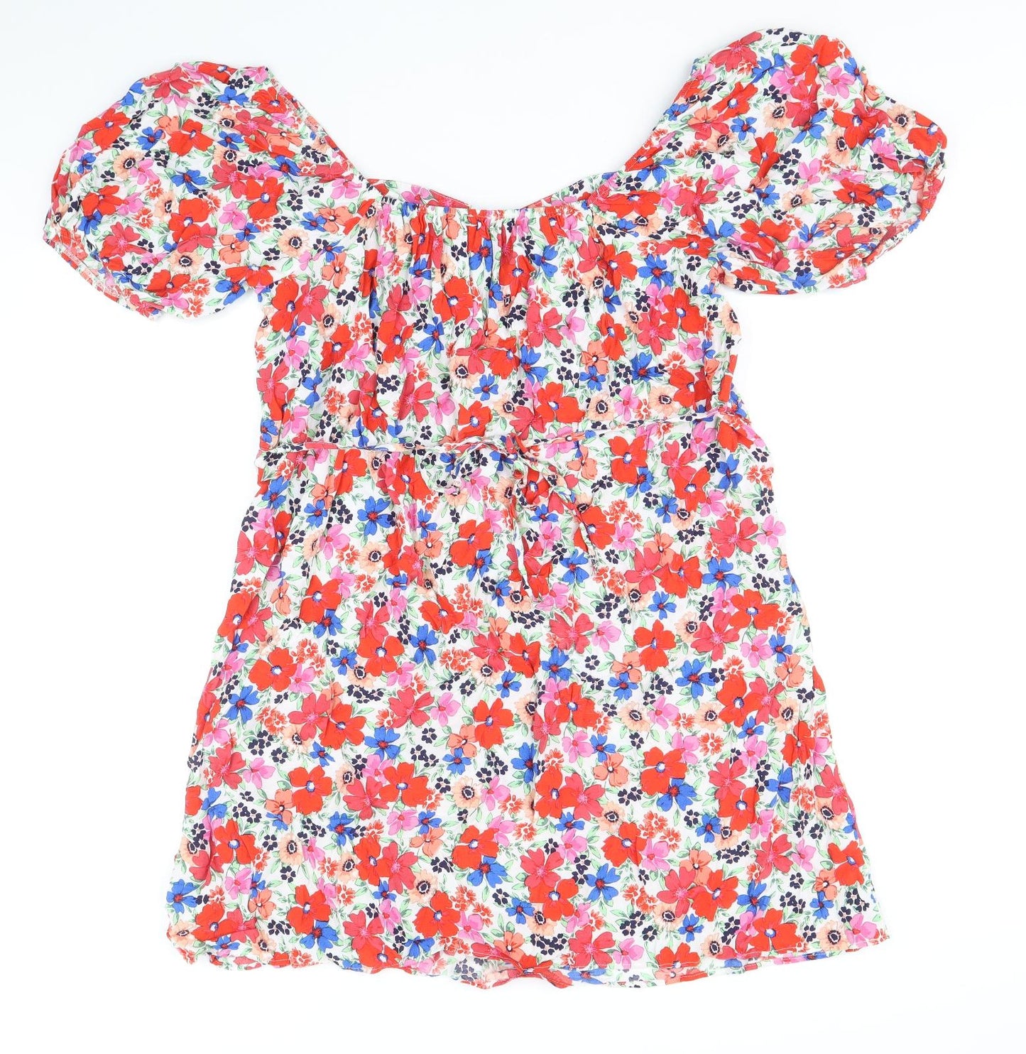 Papaya Womens Multicoloured Floral Viscose A-Line Size 16 Off the Shoulder Pullover