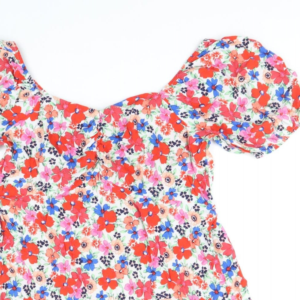Papaya Womens Multicoloured Floral Viscose A-Line Size 16 Off the Shoulder Pullover