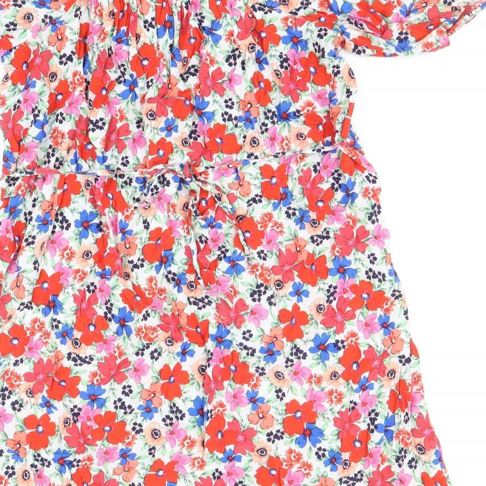 Papaya Womens Multicoloured Floral Viscose A-Line Size 16 Off the Shoulder Pullover