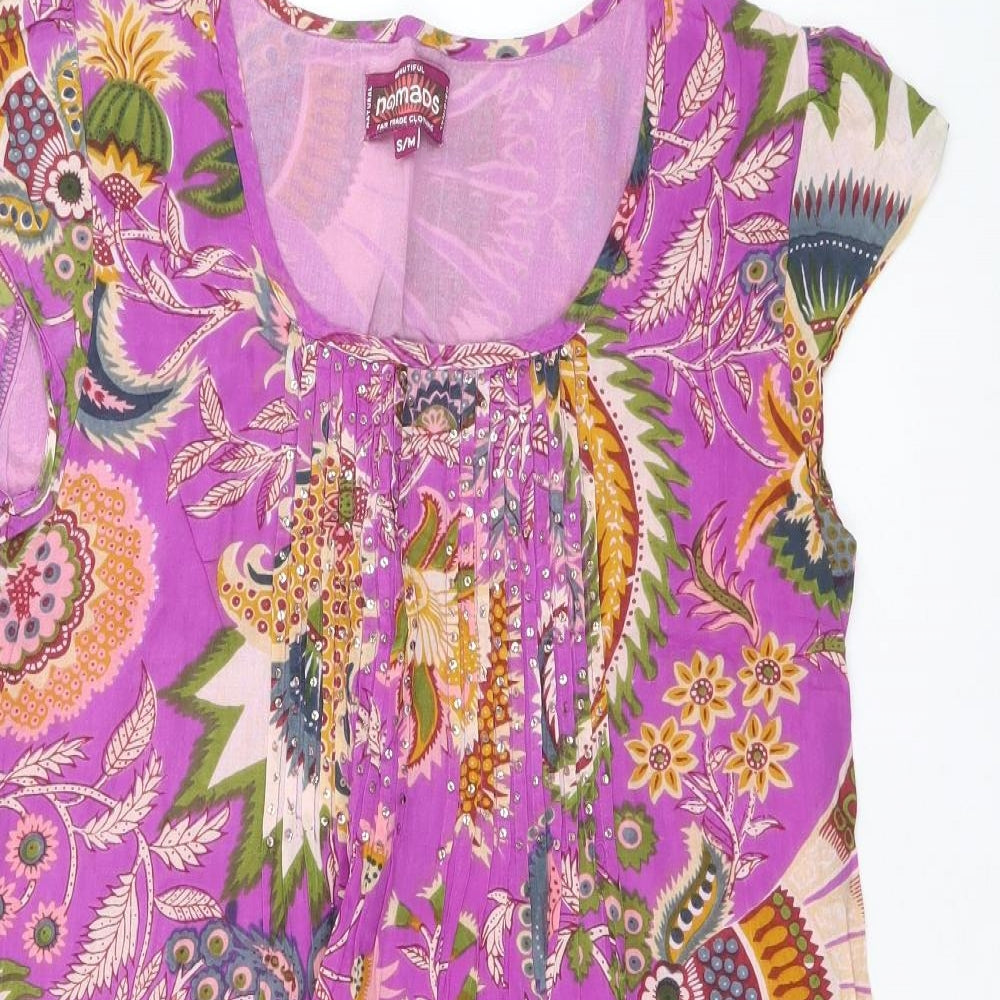 Nomads Womens Multicoloured Geometric 100% Cotton A-Line Size S Scoop Neck Pullover - Size S-M