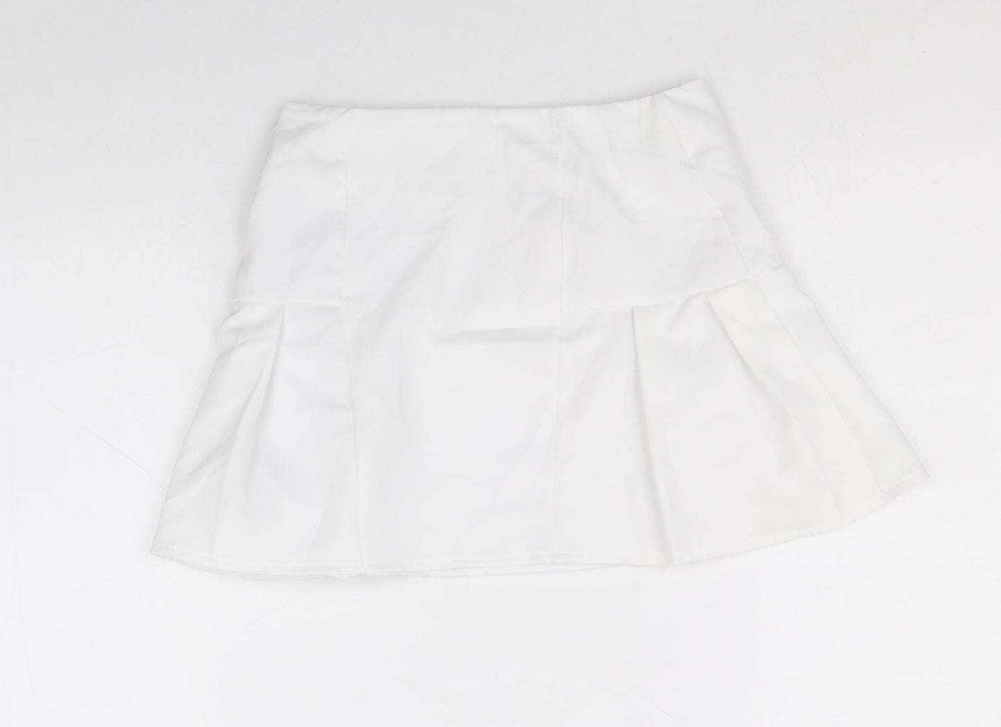 Primark Girls White Polyester Mini Skirt Size 7-8 Years Regular Zip