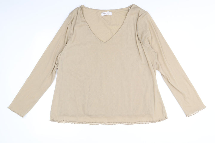Bonmarché Womens Brown Polyester Basic T-Shirt Size XL V-Neck