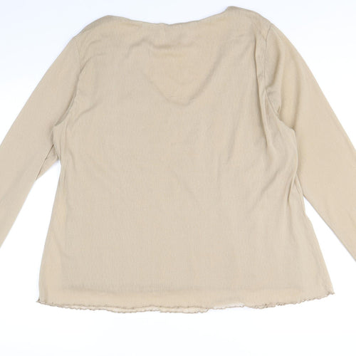 Bonmarché Womens Brown Polyester Basic T-Shirt Size XL V-Neck