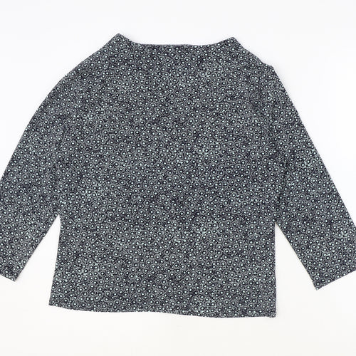 Viyella Womens Blue Floral Polyester Basic Blouse Size M V-Neck