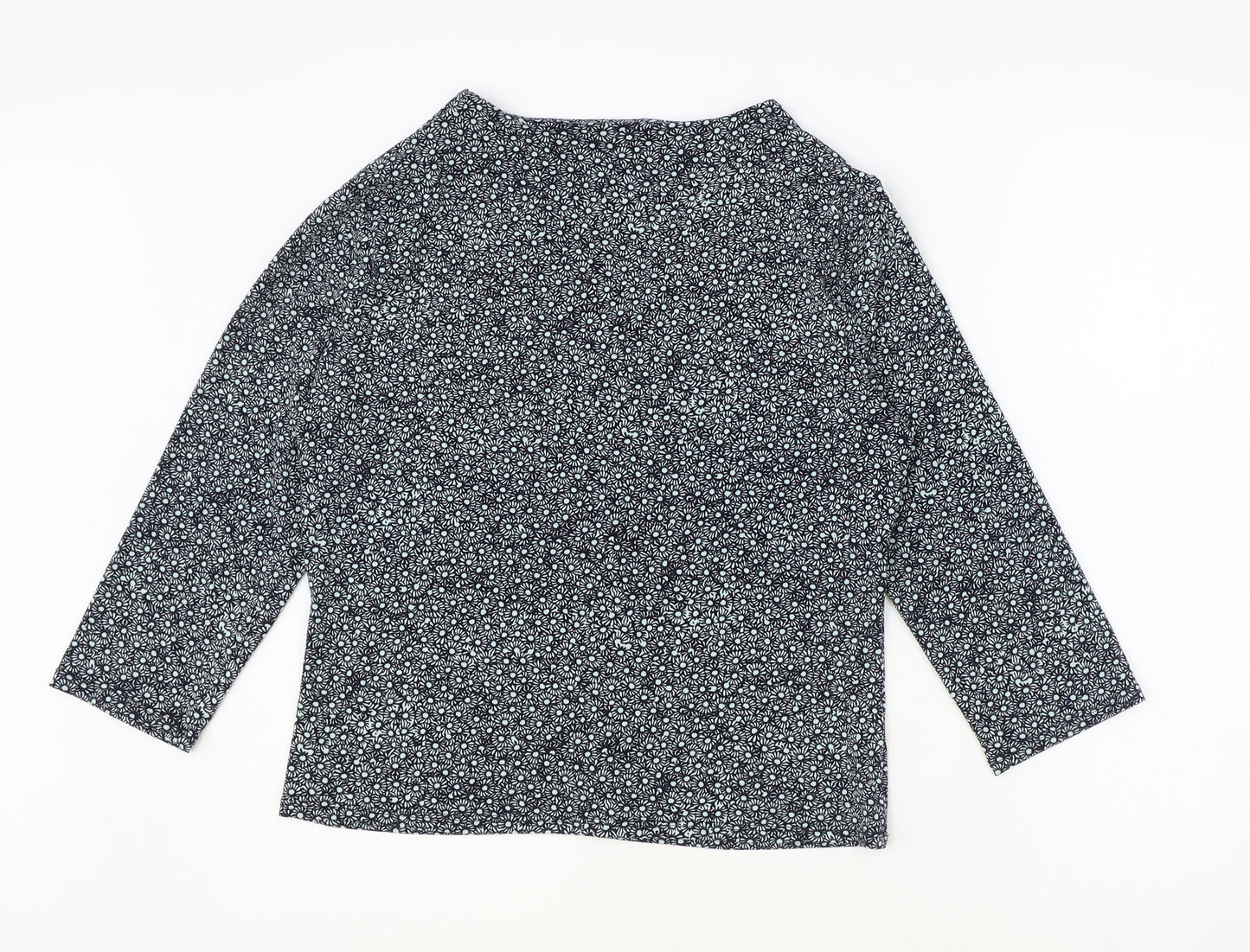 Viyella Womens Blue Floral Polyester Basic Blouse Size M V-Neck