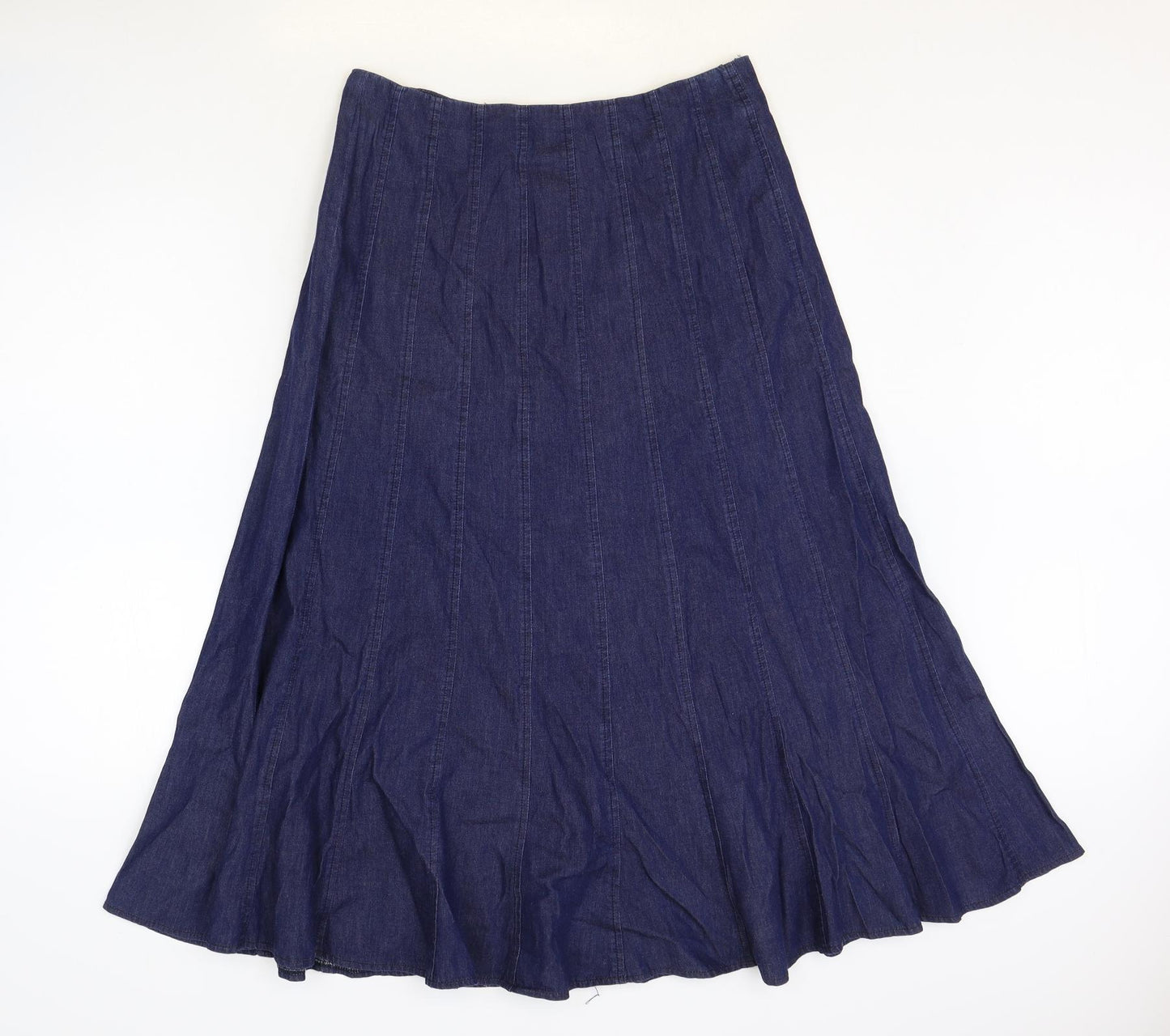 Cotton Womens Blue Cotton Swing Skirt Size 12 Zip